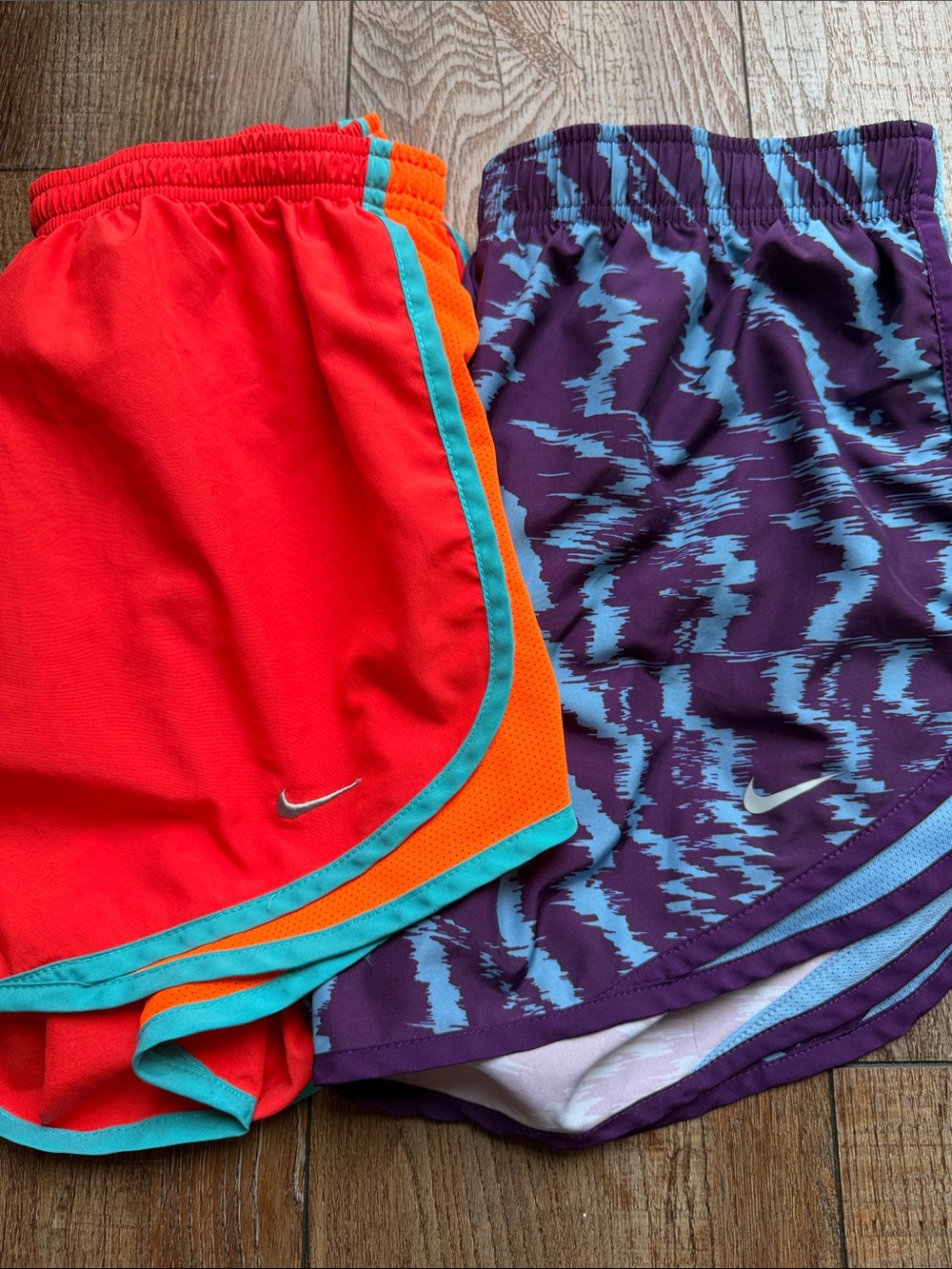 Nike Purple Patterned & Red-Orange Running Shorts Duo